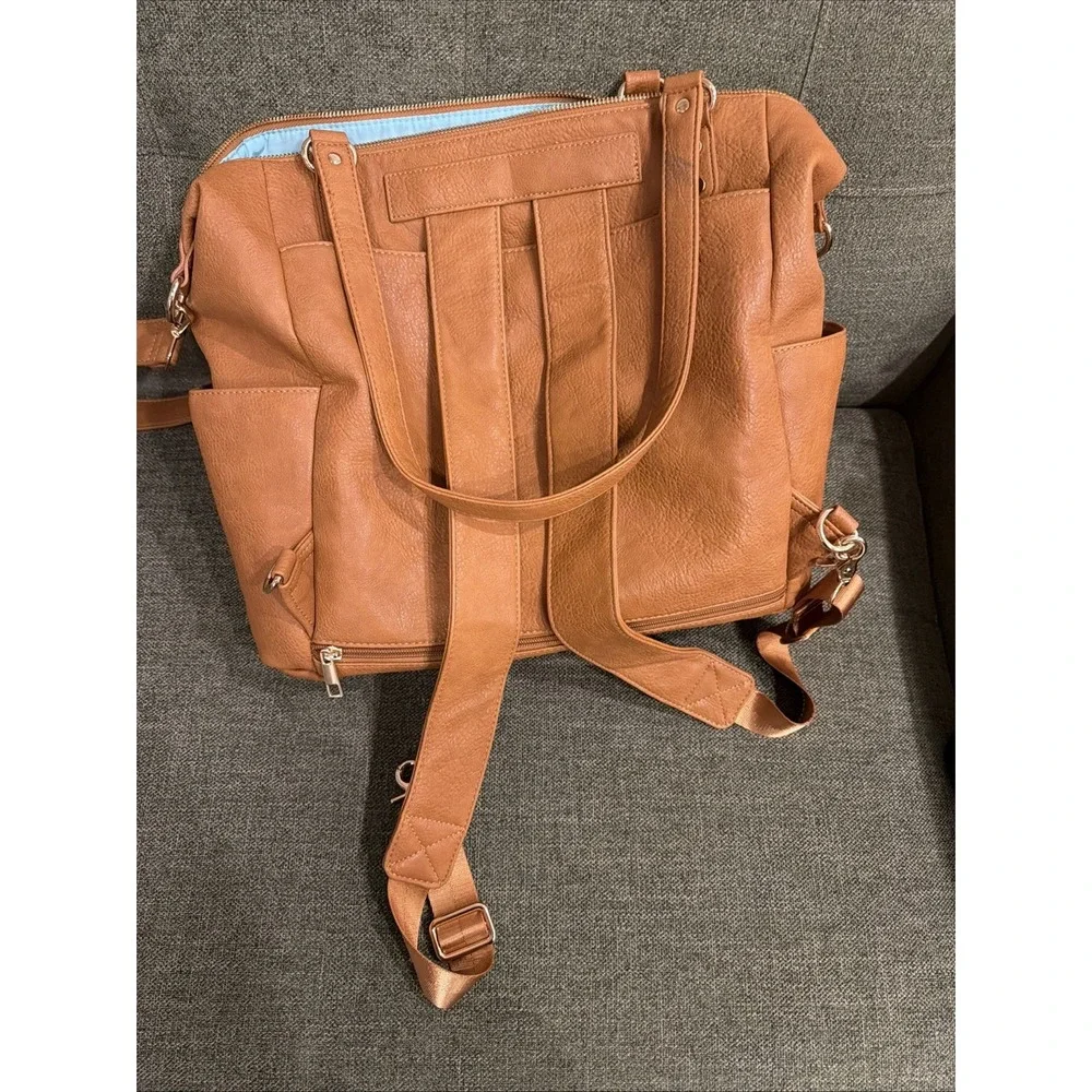 Mominside Convertible‎ Diaper Bag Backpack Brown Vegan Leather Cooler Pockets